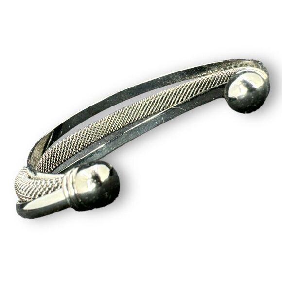 Lia Sophia Gun Metal Mixed Style Mesh Cuff Bracelet Three Layered - Picture 1 of 5